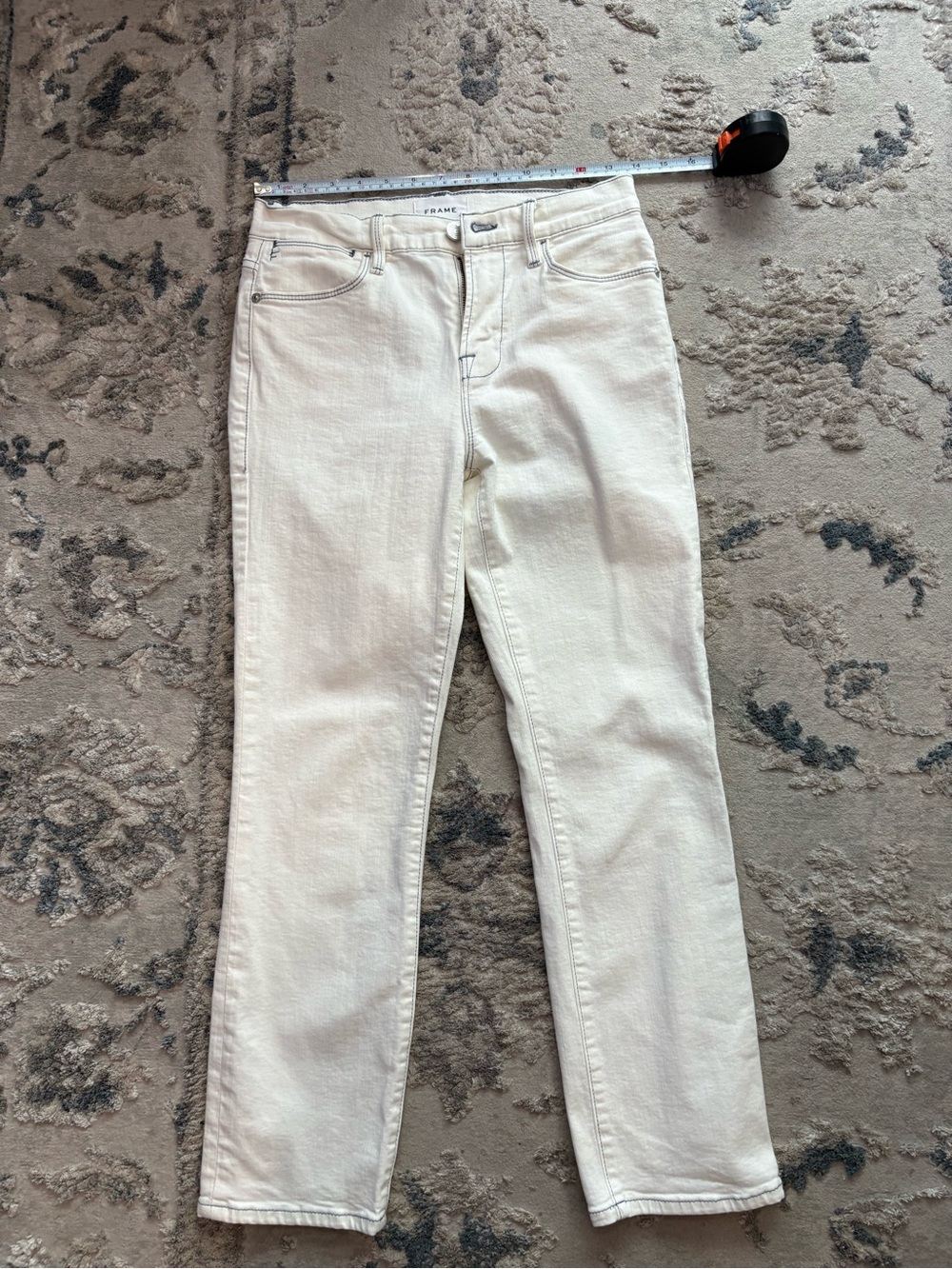 Frame Denim Cream Straight-Leg Jeans